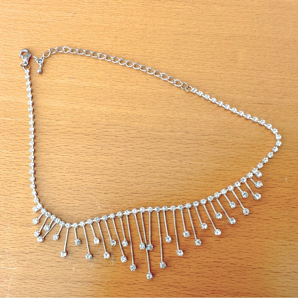 Beautiful silver necklace with crystals